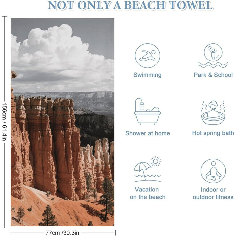 Serviette de plage en microfibre à séchage rapide Bryce Canyon, 30 x 60 po