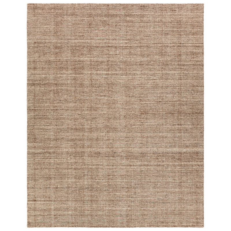 Tapis de couloir brun clair fait à la main Hued SLO03 , Rectangle 7 pi 9 po x 9 pi 9 po
