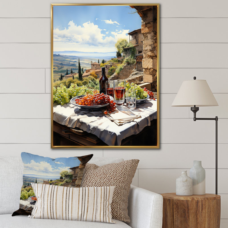 Vineyard Rendezvous In Rioja II - Vineyard Wall Art, H 32 po x l 24 po x P 1 po, Cadre flottant doré