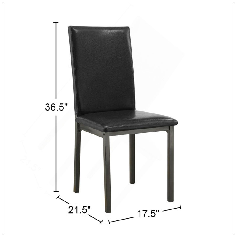 Ensemble de 2 chaises d'appoint rembourrées en similicuir noir, parfaites pour les décors transitionnels et Mid-Century modernes