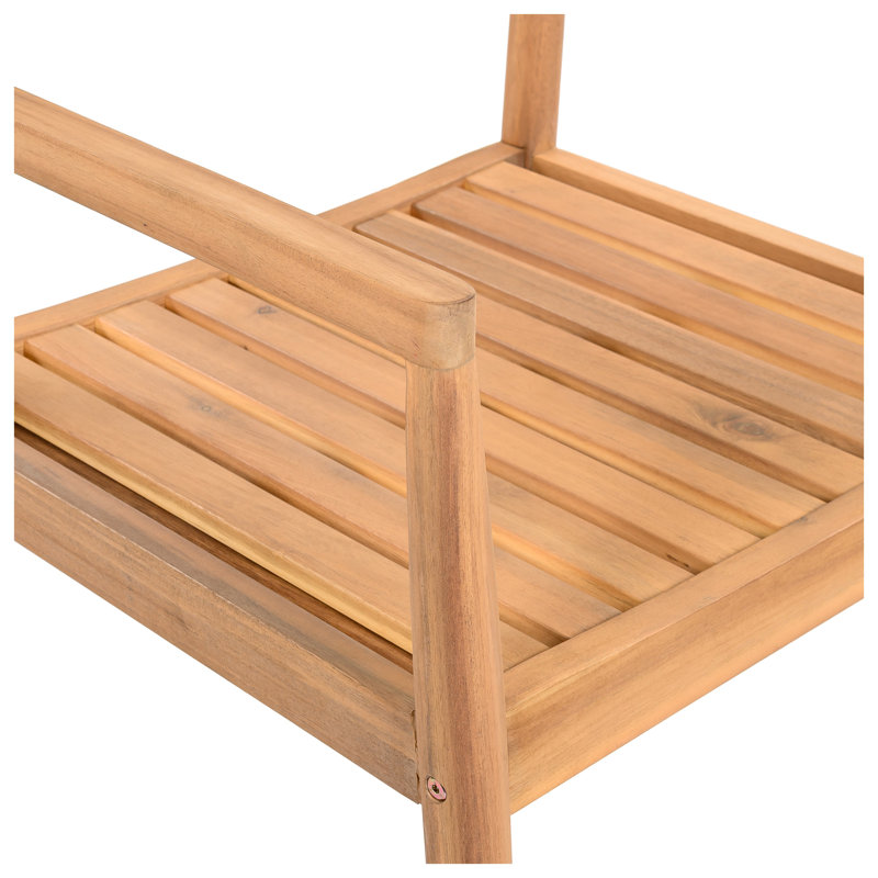 Ensemble de meubles de patio 4 pièces en bois d'acacia tressé avec finition teck et coussins gris
