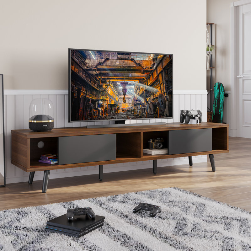 Leibman TV Stand for TVs up to 75", Brown/Charcoal
