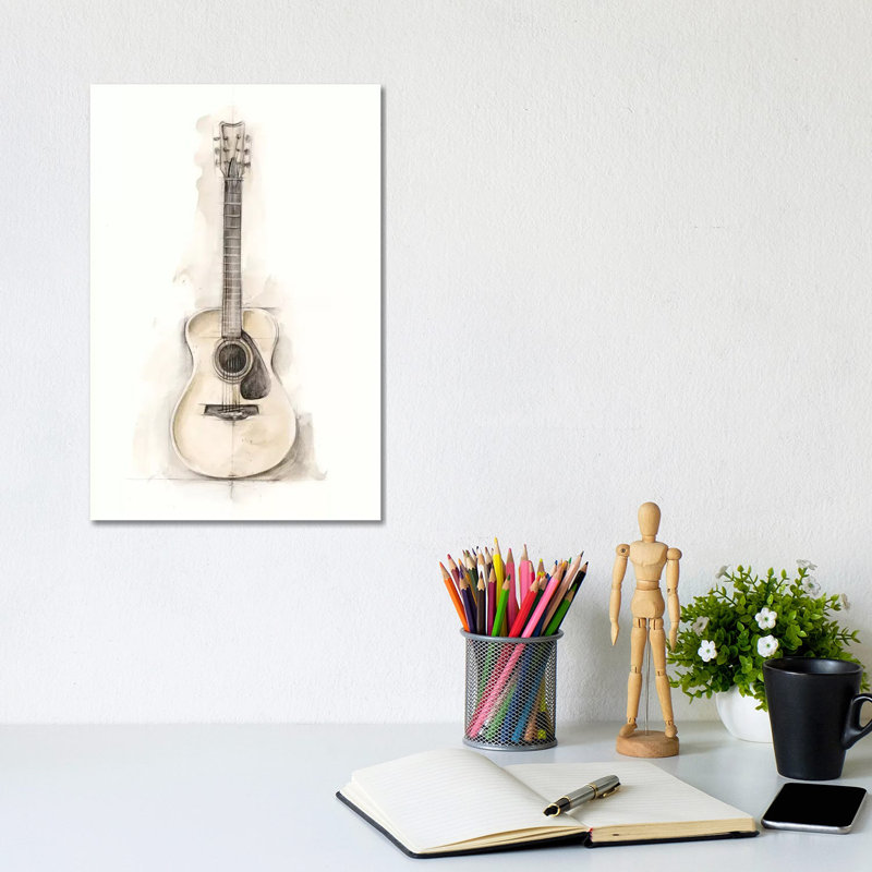 «Ethan's Guitare I» par Ethan Harper - reproduction d'art, H 12 po x l 8 po x P 0,75 po, Toile tendue, Pas de tapis