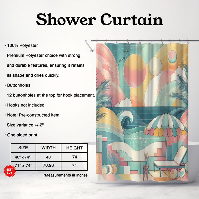 Rideau de douche standard 1 pièce Nursery Haven, H 74 po x l 40 po