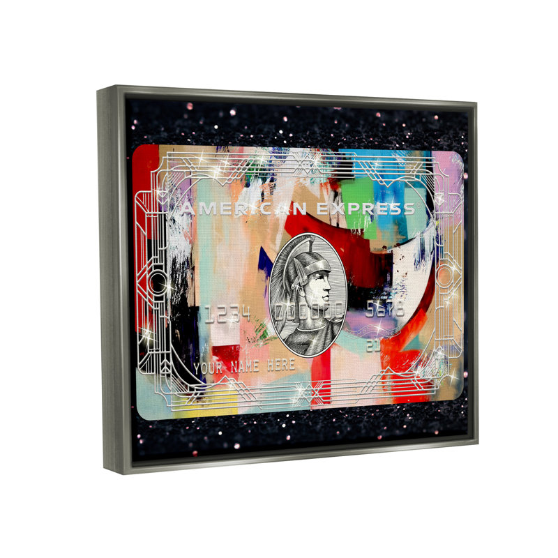 Carte de crédit Jarensky sur fond noir par Ziwei Li - Art textuel, Cadre flottant gris lustré, H 25 po x l 31 po