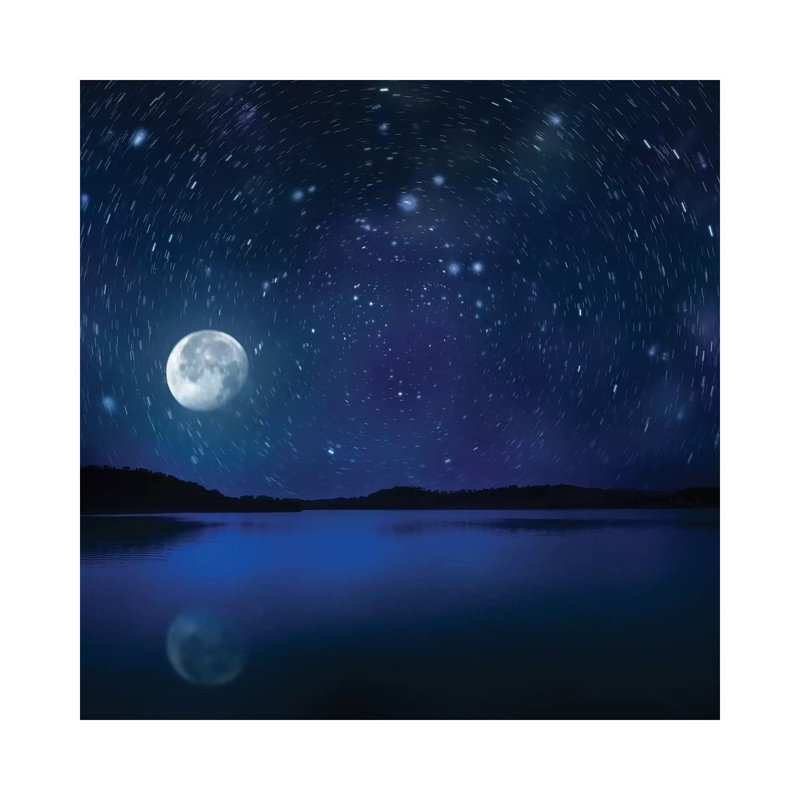 Moon Rising Over Tranquil Lake Against Starry Sky. by Evgeny Kuklev - Wrapped Canvas Gallery-Wrapped Canvas Giclée