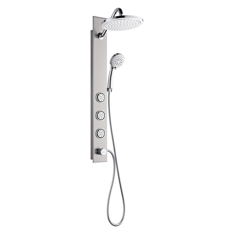 FORNO ACQUA AcquaSPA Shower Panel in Stainless Steel, Overhead Rainfall Shower, Handheld Shower Head, Body Jets, 6 Function Diverter, 2.5 GPM Flow Rate
