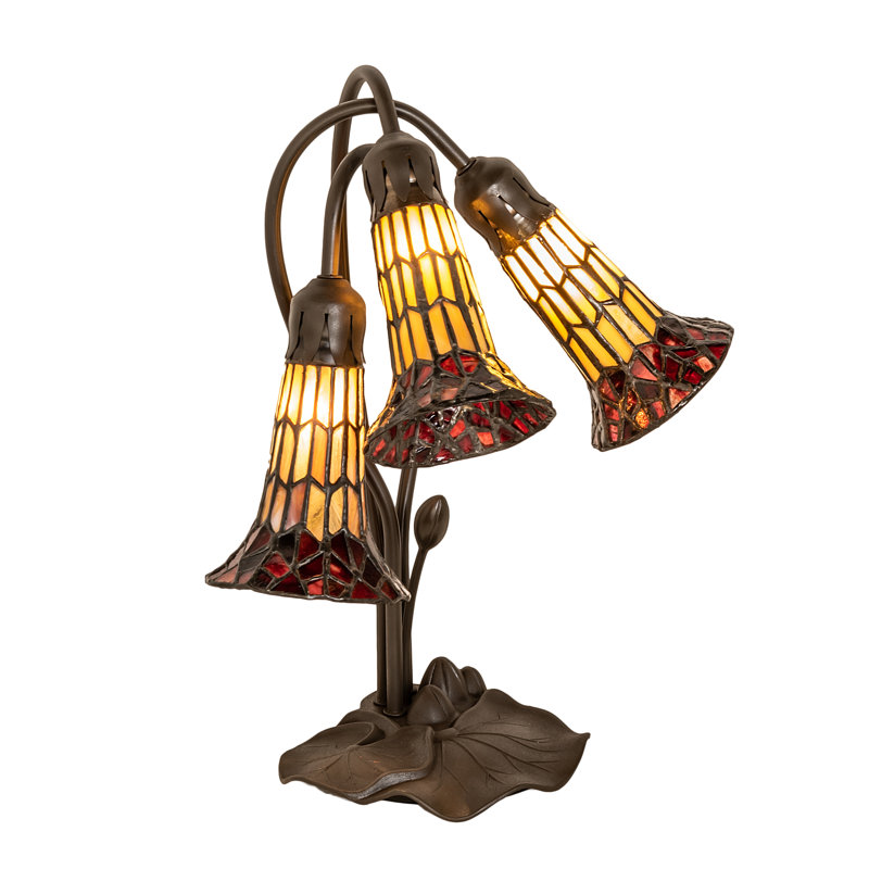 Lampe d'appoint 3 lumières 16 po, Rouge / jaune