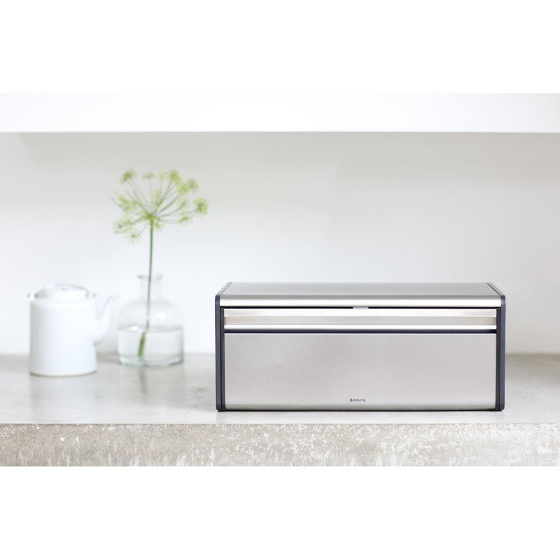 Brabantia Fall Front Bread Bin, Silver/Black