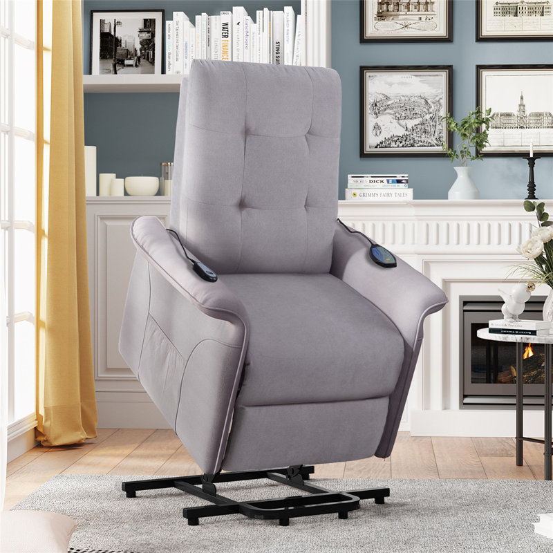 Blome Upholstered Lift Assist Power Recliner, Gray