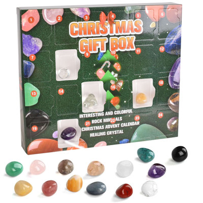 The Holiday Aisle® Christmas Advent Calendar 24 Days Natural Healing Crystal Gemstones Rocks Countdown Calendar