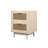 Rattan Nightstand, Wood End Table, Side Table with 2 Faux Rattan-Decorated Drawers, Bedside Table,Wood Accent Table with Storage for Livingroom, Bedroom,Burly wood