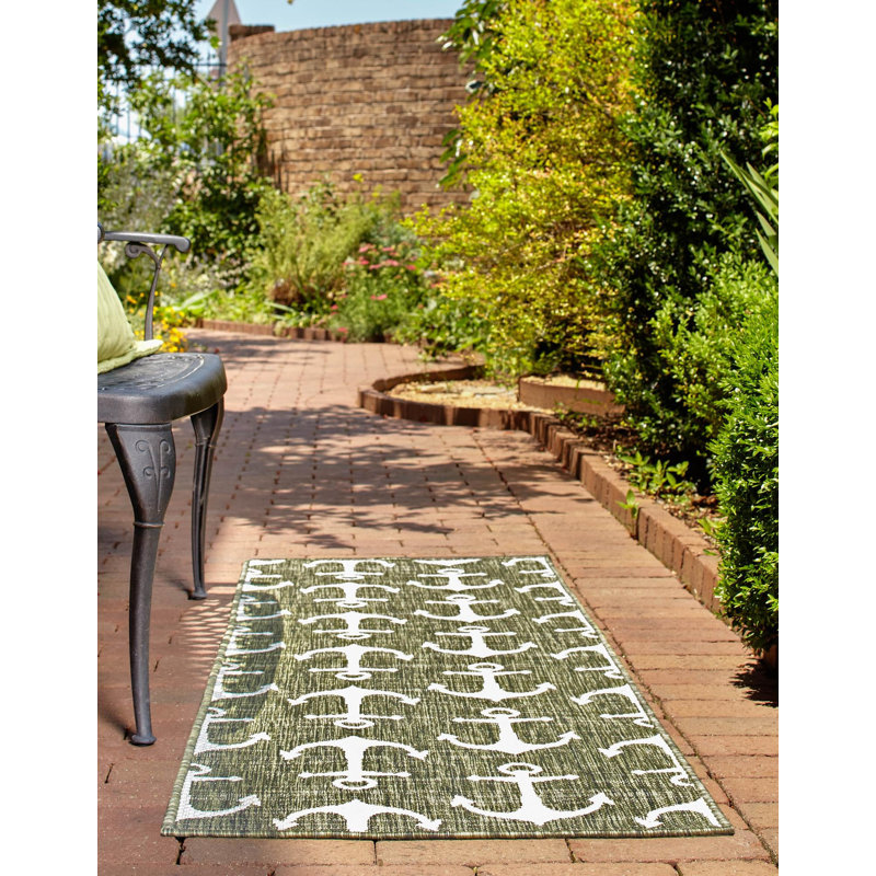 Tapis vert d'extérieur Ayton, Tapis de couloir 2 pi x 7 pi 10 po