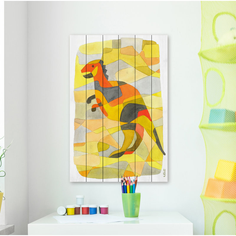 «Dinosaur 1», reproduction d'art, H 45 po x l 30 po, Bois blanc