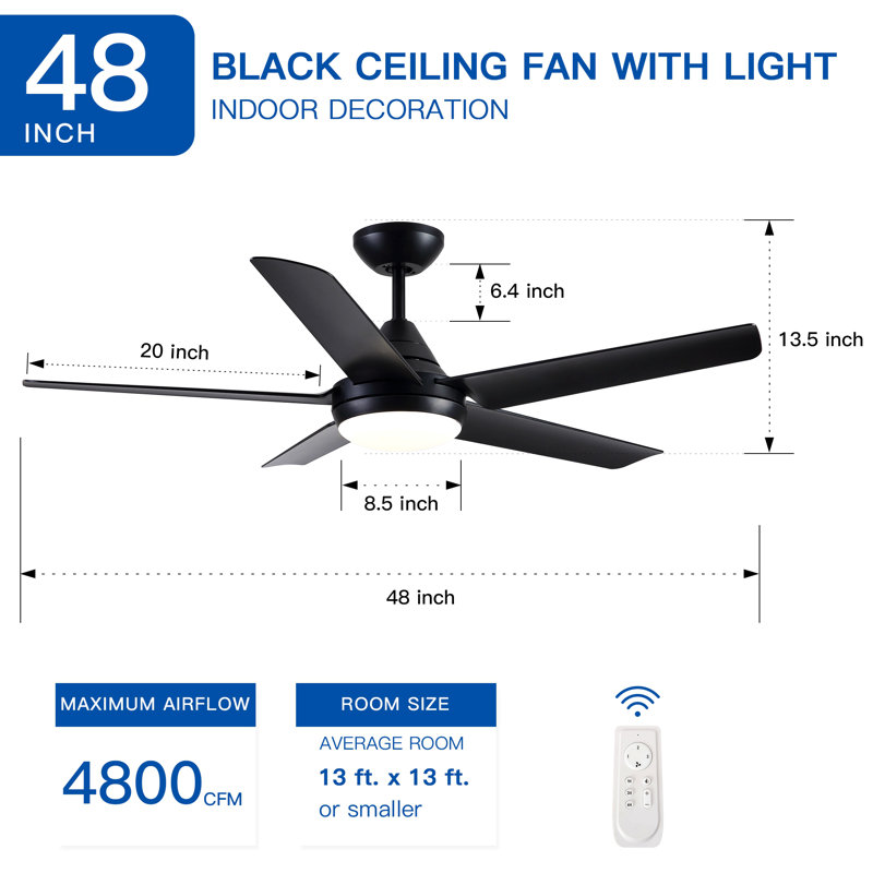 48" Modern Contemporary  Led Ceiling Fan With Remote Control