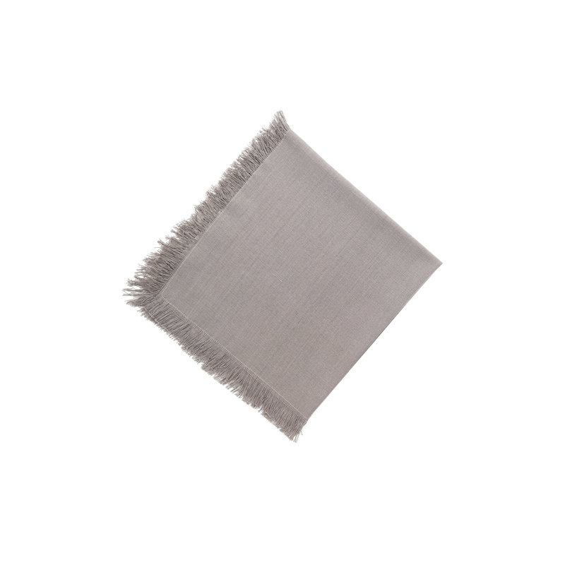 Briella Fringed Cotton Napkin Set of 6, Gray