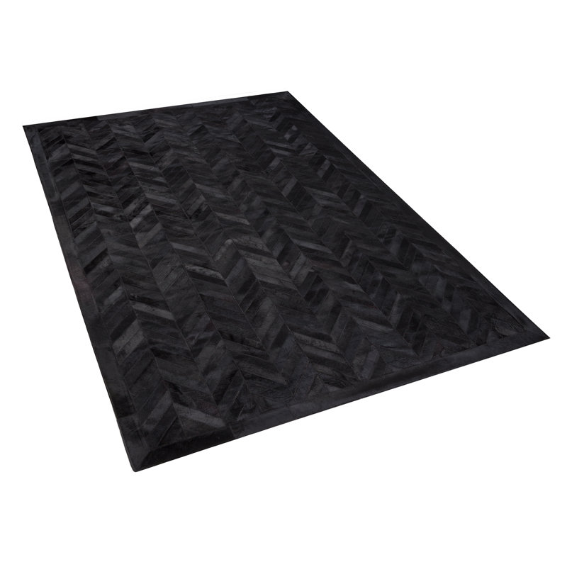Hantsport Chevron Cowhide Hand Woven Area Rug, 140cm W x 200cm L