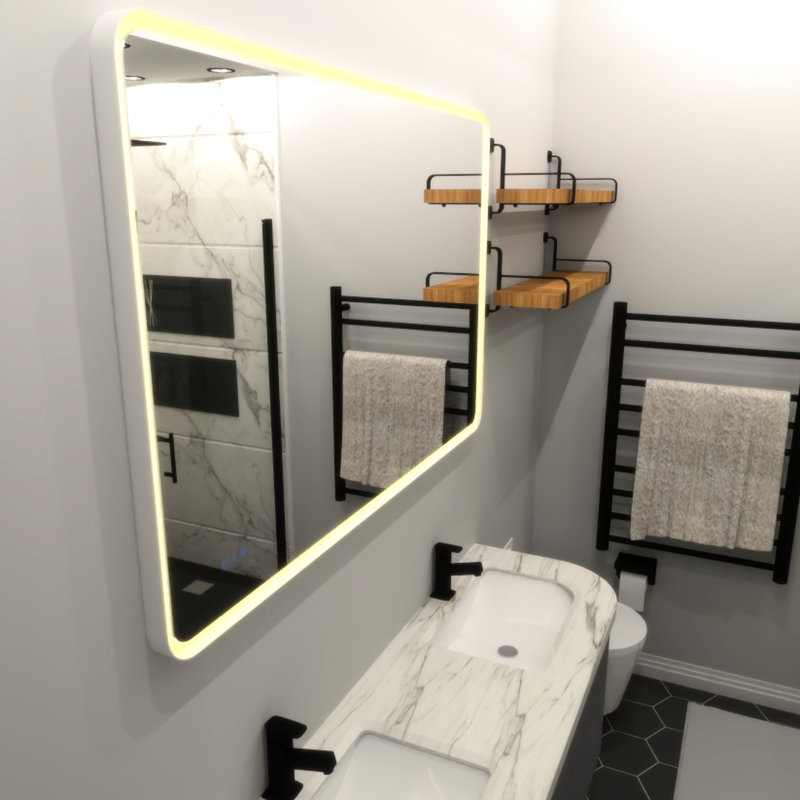 Miroir de salle de bain rectangulaire à DEL à brouillard 48 x 36 - 3000+ lumens, fer blanc, réflexion supérieure et éclairage personnalisable avec réglage de la température de couleur