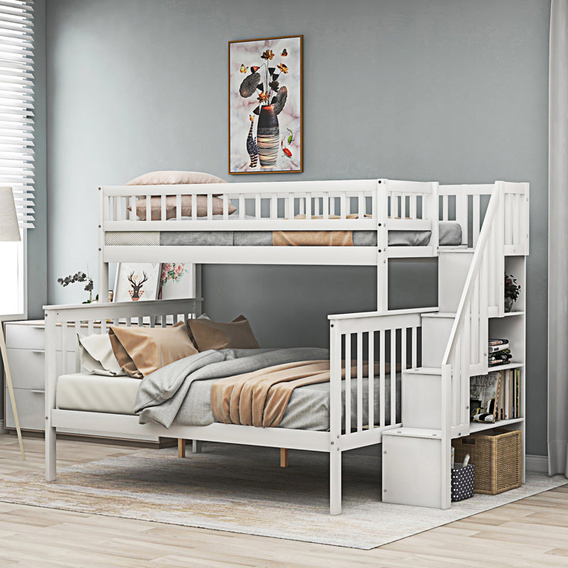 Lit superposé avec rangement Stairway, Blanc