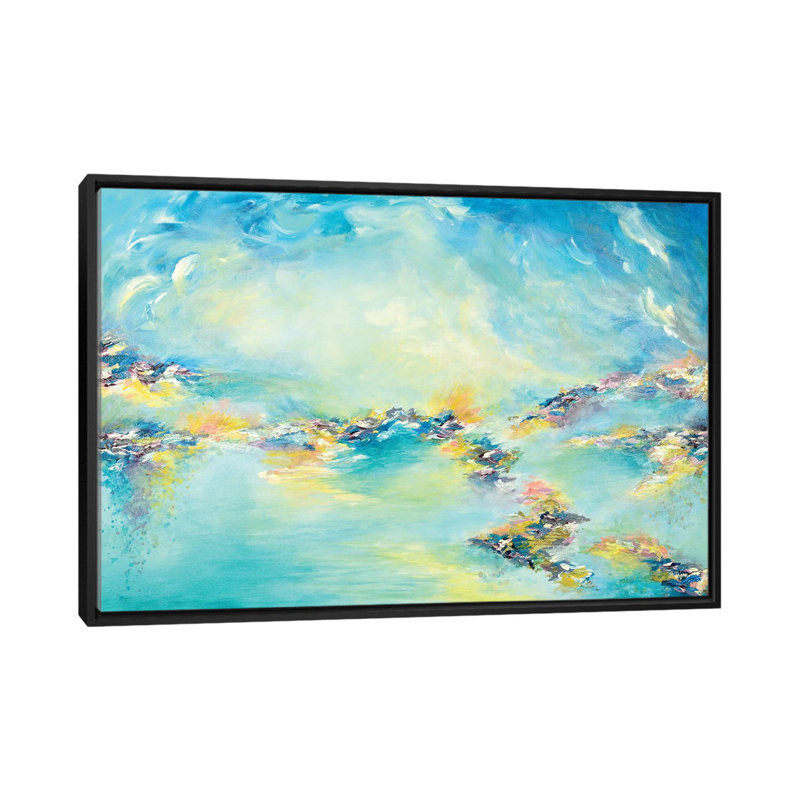 « sea to sky » sur toile, H 18 po x l 26 po x P 1,5 po, Toile avec cadre noir, Pas de tapis