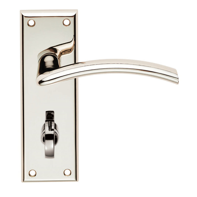 Trenta Bathroom Door Handle, Polished Nickel