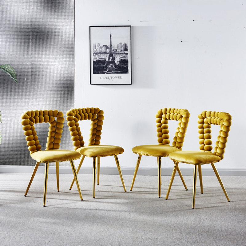 Upholstered Dining Chairs Set of 4,Kitchen Chairs,Side Chairs, Yellow