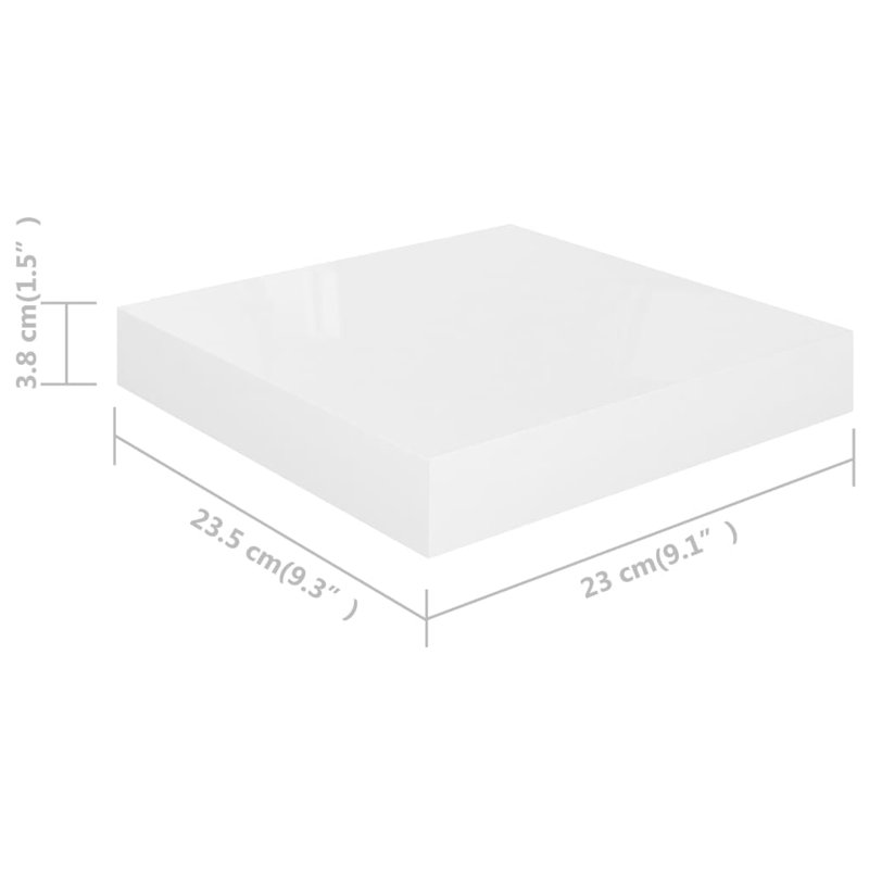 Wall Shelf Floating Shelf Wall Mounted Display Shelf for Photo Frame, 1.5" H x 9.3" W x 9.1" D, White