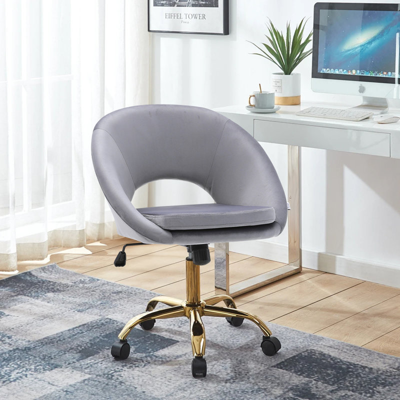Velvet Office Chair, Grey