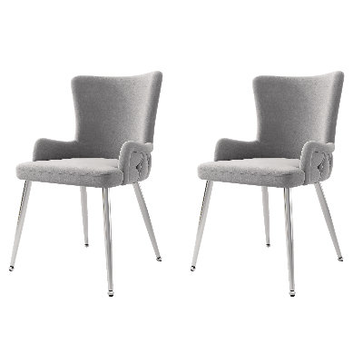 Upholstered Velvet Armchair in Grey