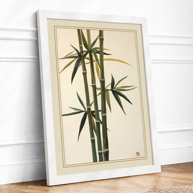 Bamboo in Silence Japandi - Framed Print, A2 - 59.4 x 42.0 cm, White