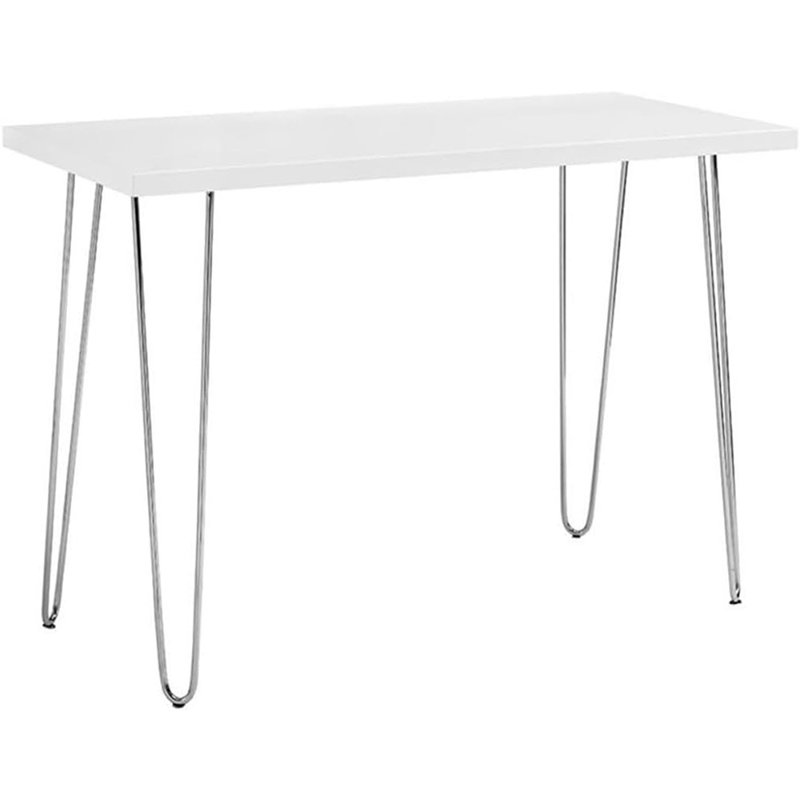 Bureau d'écriture Mid-Century avec pieds en épingle à cheveux - blanc