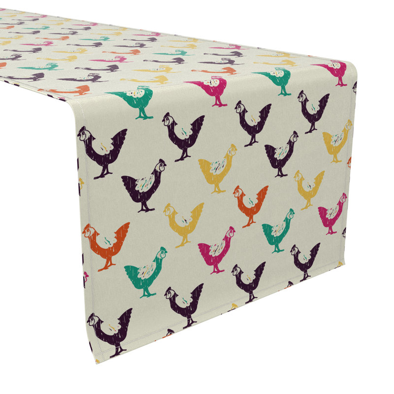 Fabric Textile Products, Inc. Table Runner, 100% Cotton, Retro Chickens, 16'' D x 90'' L