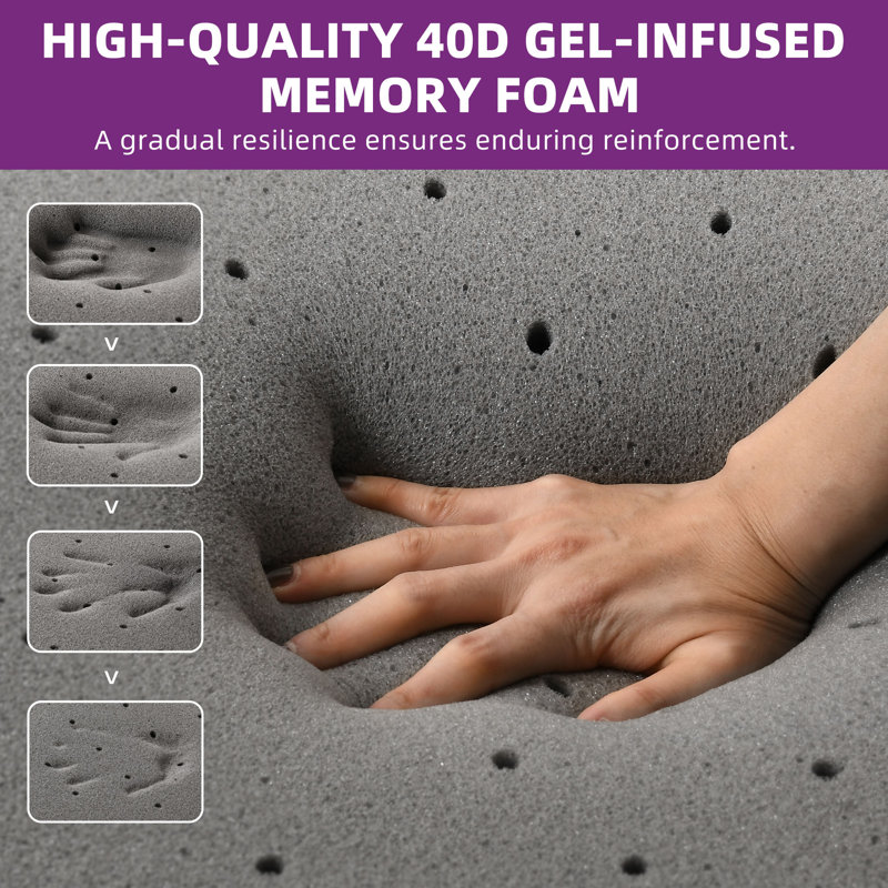 Queen Size 4'' Cooling Gel Memory Foam Mattress Topper