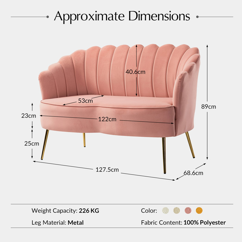 3 - Piece Velvet Living Room Set, Pink