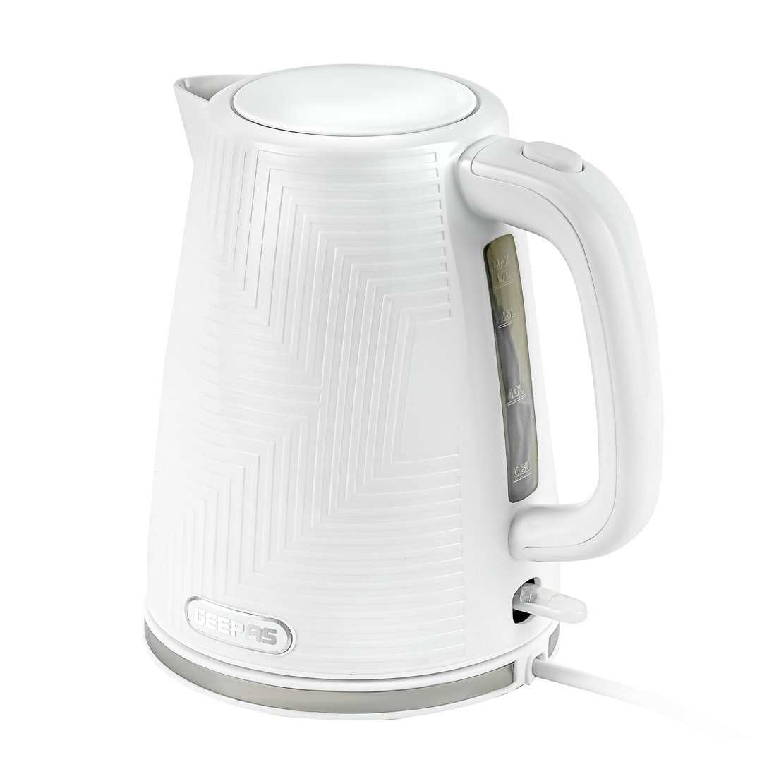 GEEPAS Opus 1.7L Cordless Electric Kettle | Textured Premium Kettle with 360° Rotational Base | Concealed Heating Otter Control | Space Saving Cord Storage LED Indicator | 2 Year Warranty 3000W White - Image 2