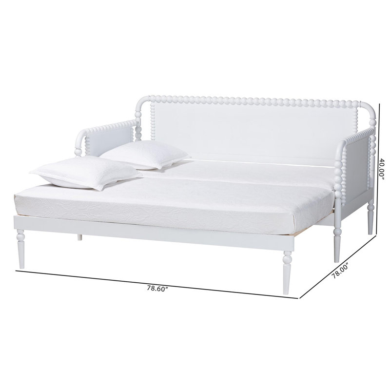 Lit de jour extensible simple à très grand lit Baxton Studio Lucera, Blanc