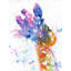 Art abstrait sur toile, girafe abstraite avec éclaboussures de couleurs