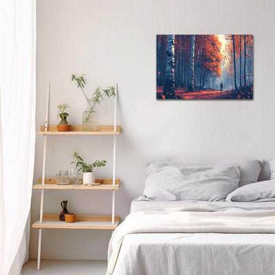 Art mural sur toile de grande forêt de bouleaux d'hiver, automne, décoration murale nature, peinture de bouleau d'automne, impressions sur toile, affiche de paysage pour le salon, bureau de chambre à coucher, œuvre d'art murale prête à être accrochée, 28 po x 40 po