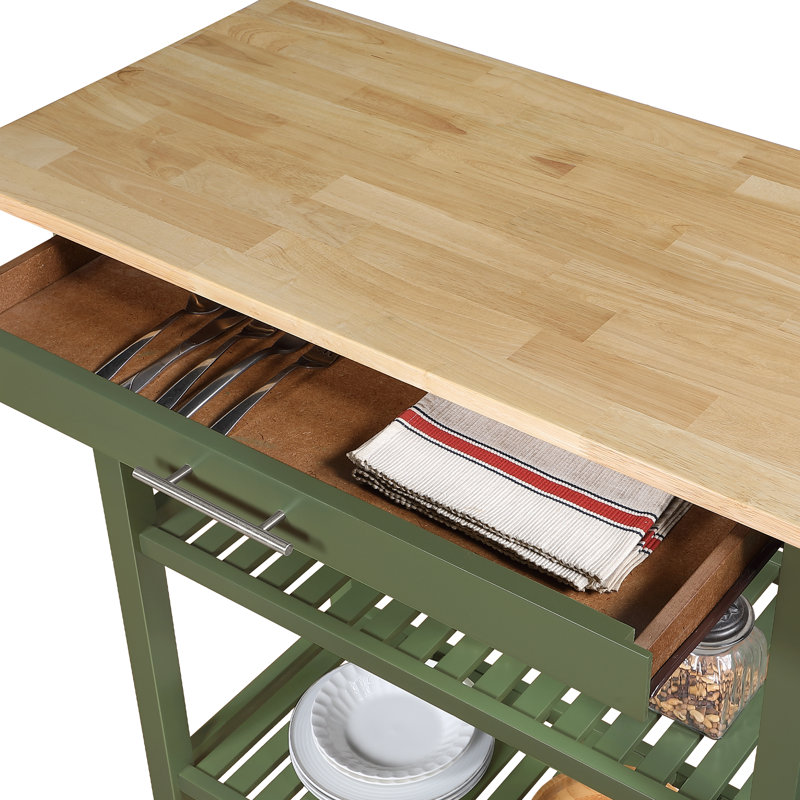 Table de préparation avec tiroir Janxiel, Vert sauge foncé