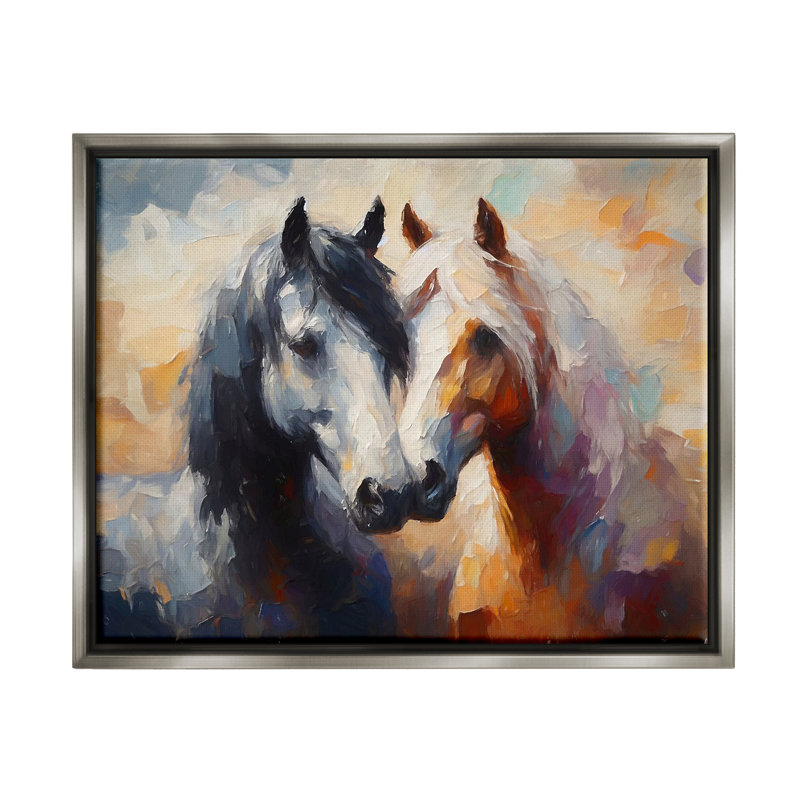 Ba-379-Floater Huggings Horses, reproduction d'art encadrée sur toile par Ramona Murdock, H 25 po x l 31 po x P 1,7 po