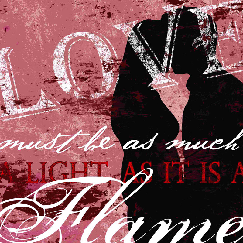 «Love Flame», art textuel sur toile tendue, H 12 po x l 12 po