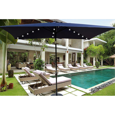 10ft X 6.5ft Rectangular Outdoor Umbrella - Solar Led, Heat Patio With 6.5ft,