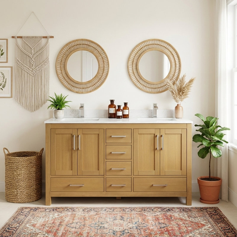 Armoire 60 "avec plateau en granite 60 po Cerny, Chêne, 60"