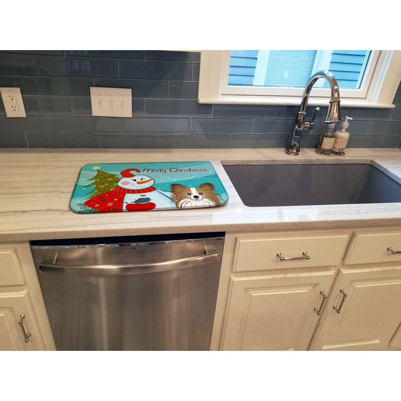Tapis de séchage bonhomme de neige avec papillon