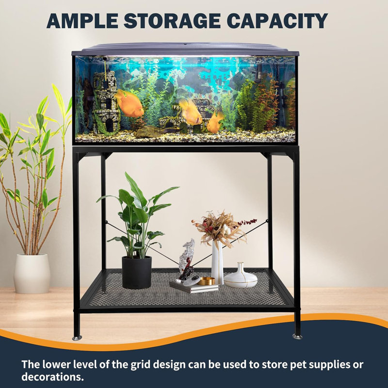 Support pour aquarium 40 gallons, support d'aquarium en métal 2 supports, aquarium pour tortues (40 gallons - noir)