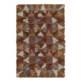 Vintage Swedish Rya Rug, Bold Scandinavian Geometric Pattern - Rug & Kilim