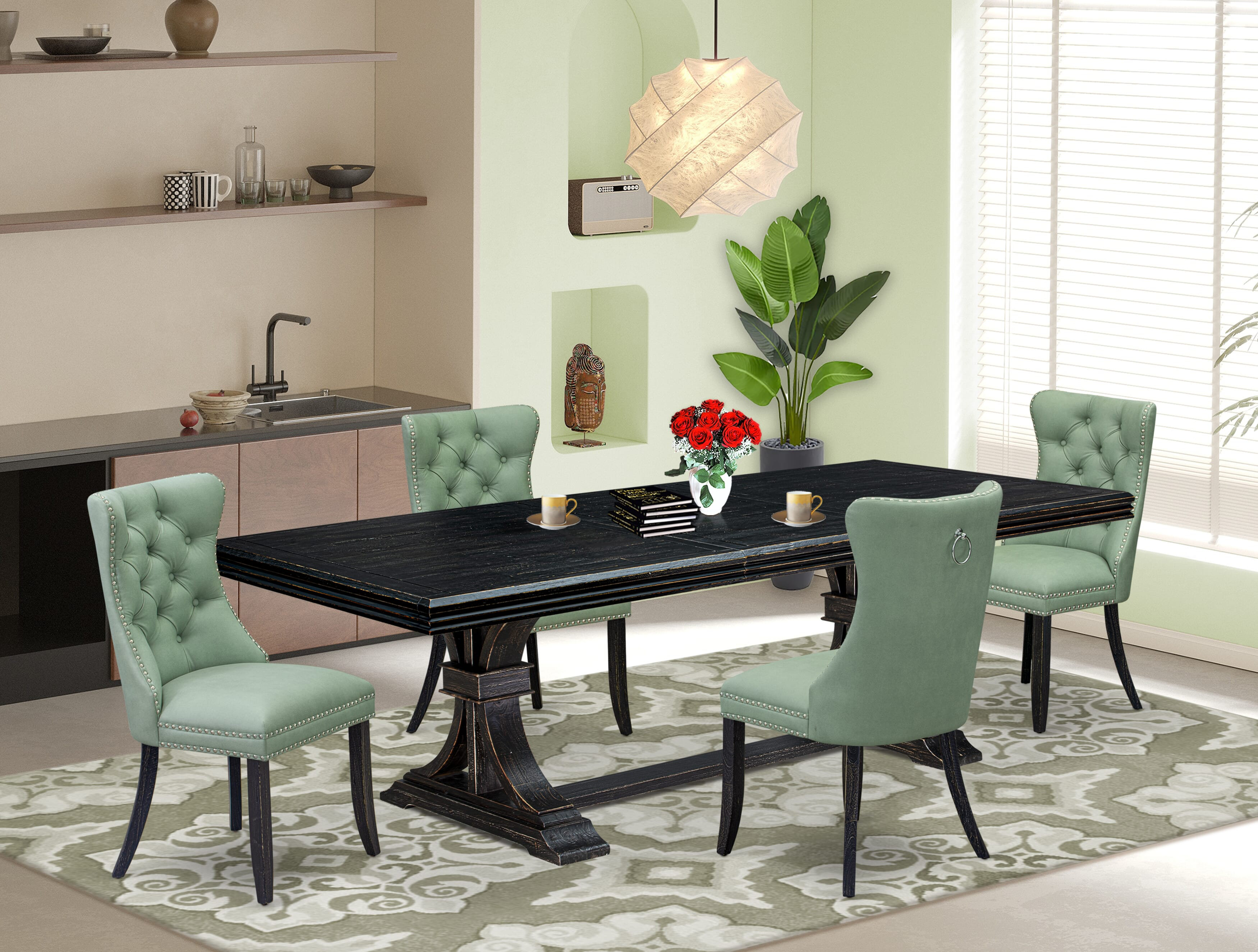 Red Barrel Studio 5 Pieces Modern Dining Table Set Contains a Rectangle ...