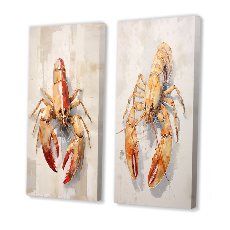 Grazing Lobster - ensemble de 2 reproductions d'art sur toile, Toile tendue, H 28 po x l 25 po