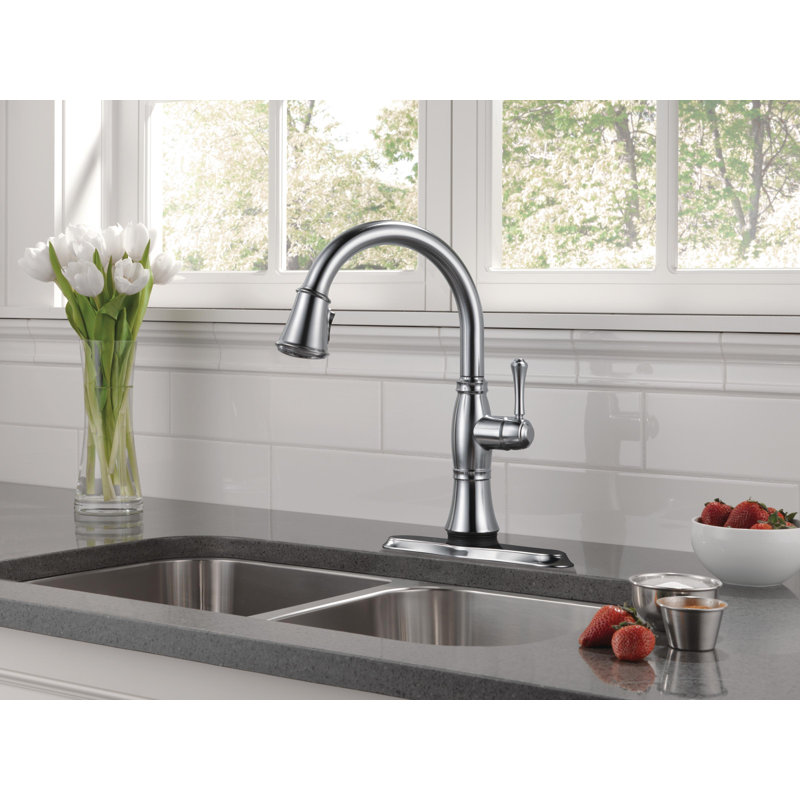 Cassidy™ Pull Down Touch Single Handle Kitchen Faucet with Side Spray, Arctic Stainless