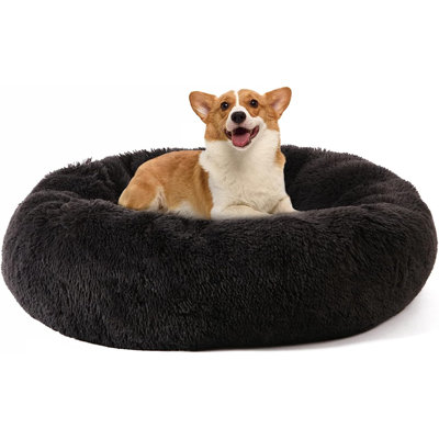 Lit pour chien pour petits chiens de taille moyenne, lit pour chien apaisant, lit douillet et rond lavable pour chiot et chaton avec fond antidérapant